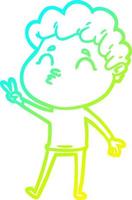 cold gradient line drawing cartoon man pouting vector
