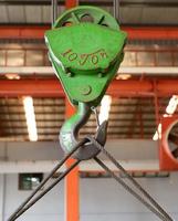 Metal hooks for heavy industrial lifting applications. photo