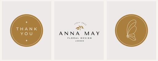 Plantillas de diseño de logotipo moderno natural abstracto vectorial en estilo lineal de moda en colores dorados - conceptos de lujo y joyería para servicios y productos exclusivos, industria de belleza y spa vector