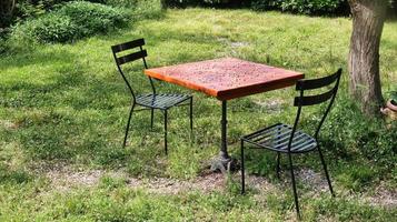 tables of a restaurant in a garden with a splendid sea view, in the hinterland of western Liguria in Borgio Verezzi photo