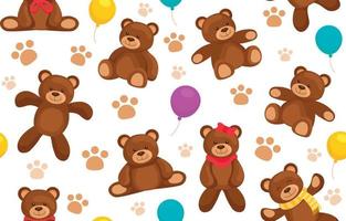 Cute Teddy Bear Seamless Pattern vector