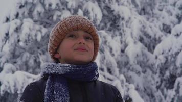 admirando os olhares da criança na paisagem de inverno. os olhos da criança apreciando a paisagem de inverno.
