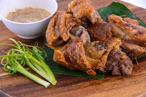 Deep fried Pork Knuckle on white background. photo
