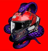 casco y serpiente vector