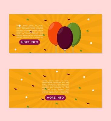 Festive Background with Balloons and Confetti Banner Set Design Template