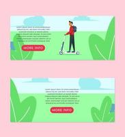 Man Riding A Scooter in A Broad Daylight Flat Illustration Banner Set Design Template vector