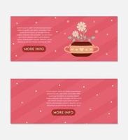 Beautiful Pot of Flowers Background Banner Set Design Template vector