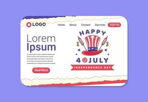 4th of July Happy Independence Day Landing Page Design Template vector