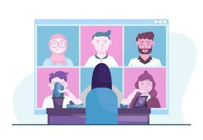 Woman Video Conferencing Meeting Concept Illustration vector