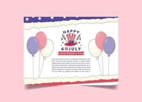 4th of July Happy Independence Day Concept Card Vector Design Template