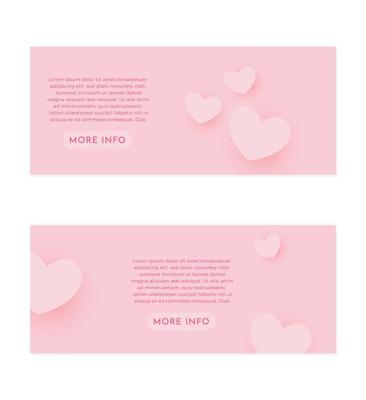 Realistic Pink 3D Hearts Lovely Background Banner Set Design Template