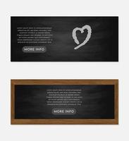 Blackboard Background Chalkboard with Heart Stroke and Wooden Frame Banner Set Design Template vector