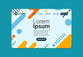 Flat Geometric Background Landing Page Design Template vector