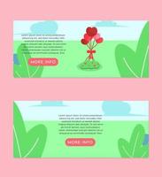 Love Balloons Flat Illustration Banner Set Design Template vector