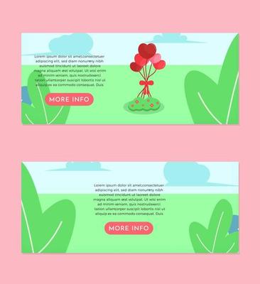 Love Balloons Flat Illustration Banner Set Design Template