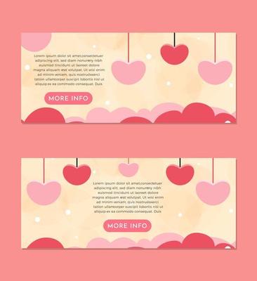 Cute Love Hearts Cloud Banner Set Design Template