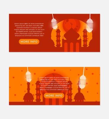 Elegant Islamic Mosque Flat Illustration Banner Set Design Template