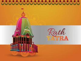 Happy jagannath rath yatra celebration background with vector illustration of lord  jagannath balabhadra and subhadra