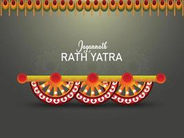 Beautiful chariot for happy rath yatra with lord jagannath balabhadra and subhadra vector illustration