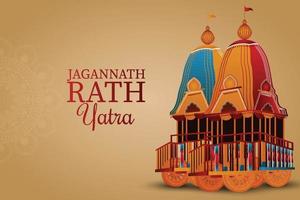 Jagannath rath yatra celebration design with lord happy rath yatra jagannath balabhadra and subhadra on beautiful chariot vector