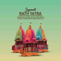 Beautiful chariot for happy rath yatra with lord jagannath balabhadra and subhadra vector illustration