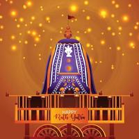 Happy jagannath rath yatra celebration background with vector illustration of lord  jagannath balabhadra and subhadra