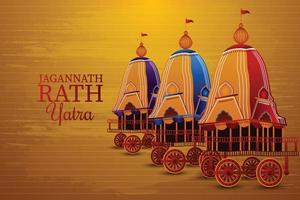 Happy jagannath rath yatra celebration background with vector illustration of lord  jagannath balabhadra and subhadra