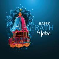 Beautiful chariot for happy rath yatra with lord jagannath balabhadra and subhadra vector illustration