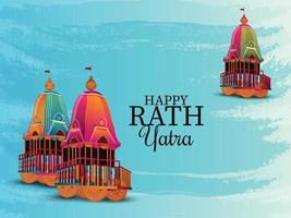 Beautiful chariot for happy rath yatra with lord jagannath balabhadra and subhadra vector illustration