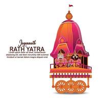 Beautiful chariot for happy rath yatra with lord jagannath balabhadra and subhadra vector illustration