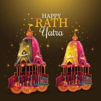 Beautiful chariot for happy rath yatra with lord jagannath balabhadra and subhadra vector illustration