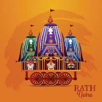 Rath yatra celebration design with vector illustration of lord jagannath balabhadra and subhadra