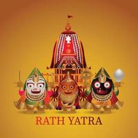 Lord jagannath balabhadra and subhadra vector illustration for happy rath yatra