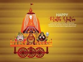 Lord jagannath balabhadra and subhadra vector illustration for happy rath yatra