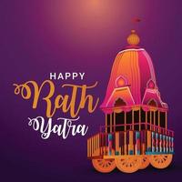 Jagannath rath yatra celebration design with lord happy rath yatra jagannath balabhadra and subhadra on beautiful chariot vector