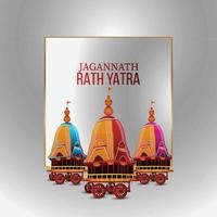 Rath yatra celebration design with vector illustration of lord jagannath balabhadra and subhadra