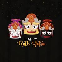 fondo de celebración feliz jagannath rath yatra con ilustración vectorial de lord jagannath balabhadra y subhadra vector