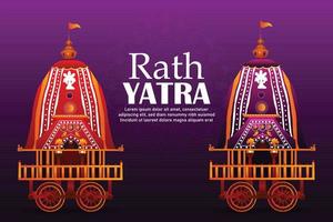 Indian traditional festival happy rath yatra with lord jagannath balabhadra and subhadra vector