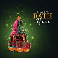 Beautiful chariot for happy rath yatra with lord jagannath balabhadra and subhadra vector illustration