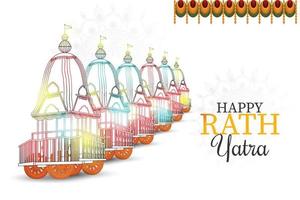 festival tradicional indio happy rath yatra con lord jagannath balabhadra y subhadra vector