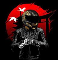 rider front view red background vector