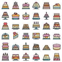 pastel, iconos, conjunto, vector, plano vector