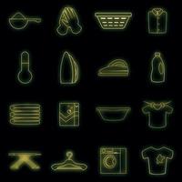 Laundry icons set vector neon