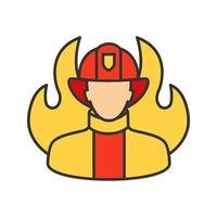 Firefighter color icon. Fireman. Isolated vector illustration