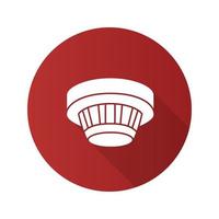 Smoke detector flat design long shadow glyph icon. Fire alarm system. Vector silhouette illustration