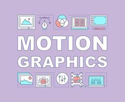 Motion graphics word concepts banner. Visual effects. Animation. Video editing services. Presentation, website. Isolated lettering typography idea with linear icons. Vector outline illustration