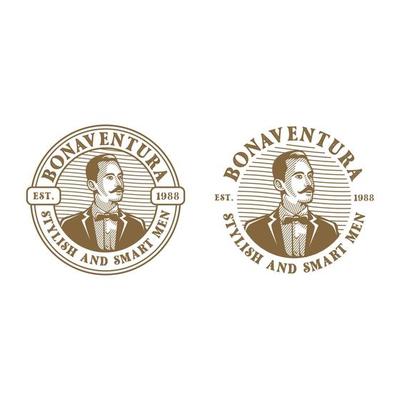 Vintage Retro man mustache classic stamp Label Sticker Logo design vector