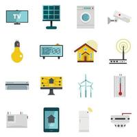 Smart home house icons set in flat style vector