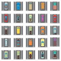 Parking icons set, isometric style vector