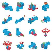 Pipeline icons set, isometric style vector